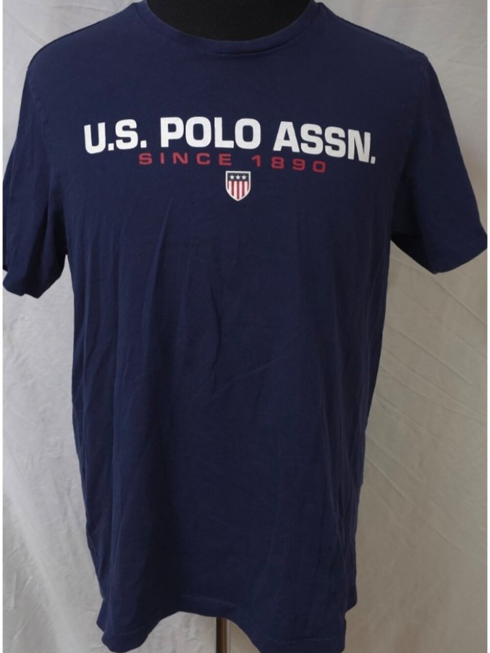 U.S. Polo Assn. Mens Large Blue Spellout Since 1890 Short Sleeve T-Shirt